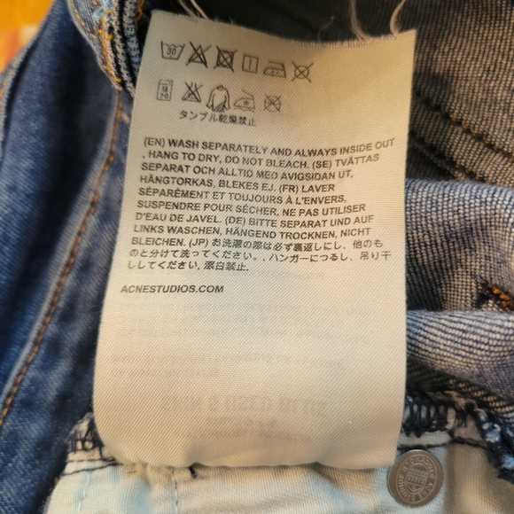 Acne Studio Skin 5 in Used Blue Denim luxury designer jeans Stockholm 25/32 - Picture 16 of 16